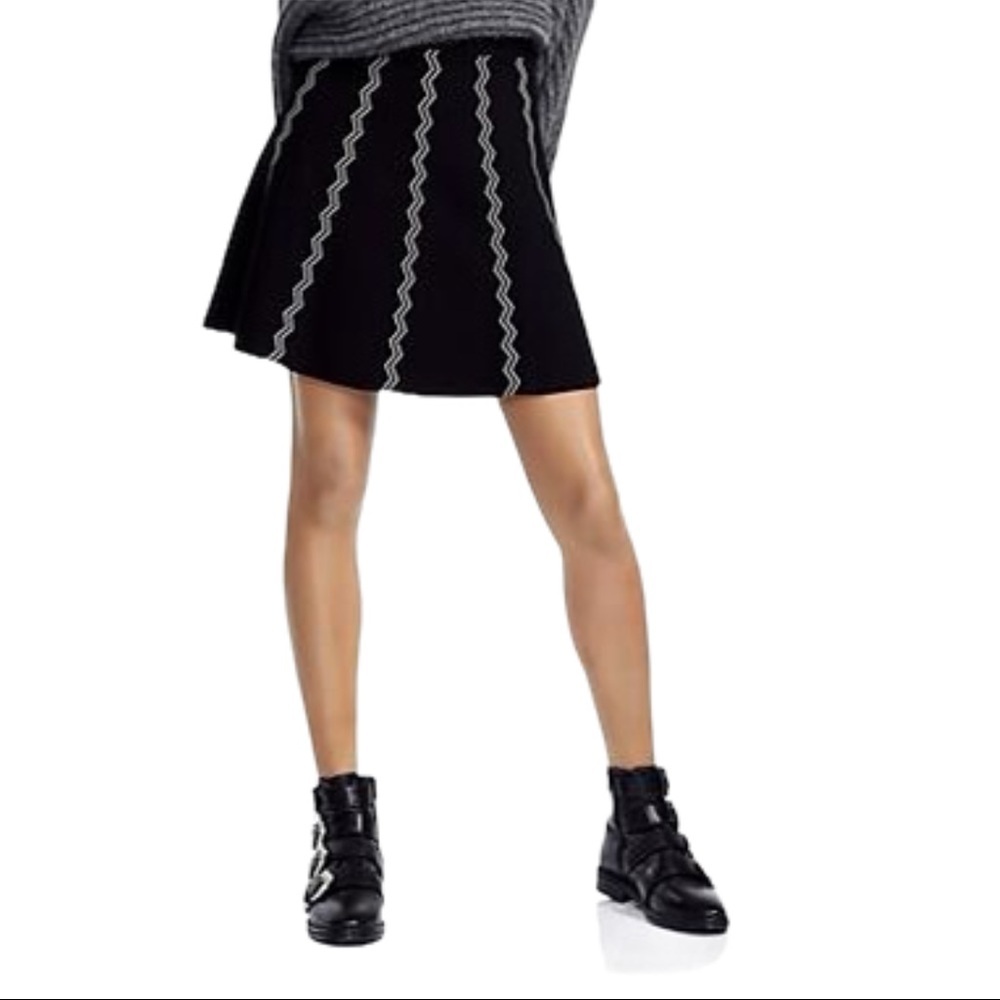 MAJE Jigole Chevron-pattern skater Skirt In Black
